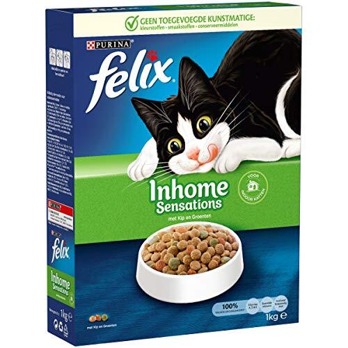FELIX Inhome Sensations Kattenvoer, Kattenbrokken voor binnenkatten, met Kip & Groenten, 1kg - Doos van 5 (5kg)