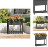 vidaXL Plantenbak met schap 82,5x34,5x81 cm massief grenenhout grijs