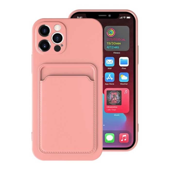 XDAG XDAG iPhone 12 Kaarthouder Hoesje - Wallet Card Slot Cover Roze