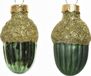 Decoris Eikel Glas Glans-Mat Glitter Dennengroen dia3x4cm