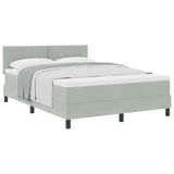 vidaXL Boxspringbed met matras, lichtgrijs, 160 x 200 cm, fluweel