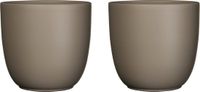 Mica Decorations Pot de fleurs - 2x pièces - taupe brun - mat - céramique - 28 x 25 cm