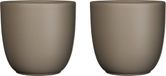 Mica Decorations Pot de fleurs - 2x pièces - taupe brun - mat - céramique - 28 x 25 cm