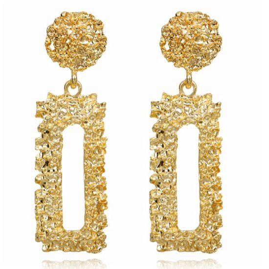 Cilla Jewels Lookinggoodtoday Cilla Chunky Rechthoekige Oorbellen - Goudkleurig
