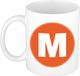 Bellatio Decorations Koffie mok met de letter M - beker - oranje - eerste letter van een voornaam - wit - 300 ml