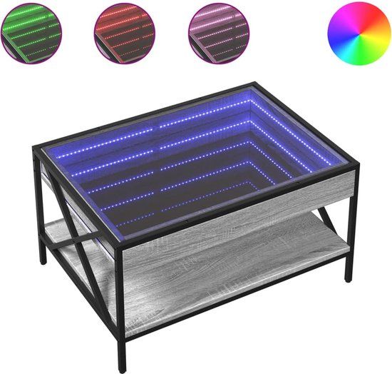 vidaXL Salontafel met Infinity LED - 70x50x38 cm - Grijs Sonoma Eikenkleur