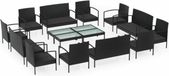 vidaXL 16-delige Loungeset met Kussens Poly Rattan Zwart