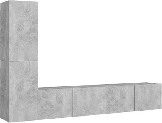vidaXL 4-delige Tv-meubelset Bewerkt Hout Betongrijs