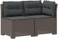vidaXL Tuinbank met Kussens Rieten Look PP Lichtgrijs