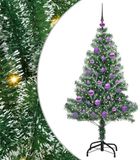 vidaXL Kunstkerstboom Sneeuw Gevlokt met LED Licht Groen en Wit 150 cm
