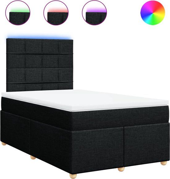 vidaXL Boxspring met matras stof zwart 120x200 cm