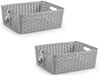 Merkloos Plasticforte Opbergmand - 4x - Kastmand - rotan kunststof - zilver - 12 Liter - 30 x 37 x 13 cm