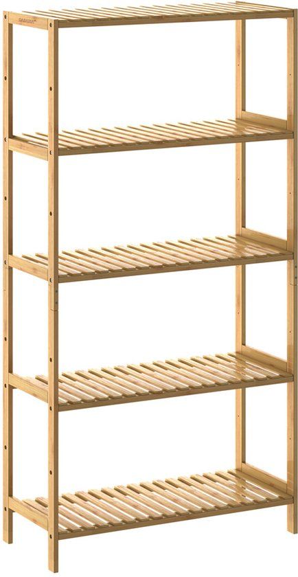 Casaria Staande Badkamerrek - 130x60x26cm - 5 Planken - Bamboe - Bruin