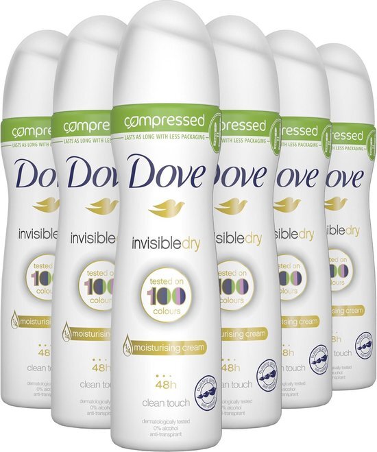 Dove Invisible Dry Anti-transpirant Deodorant - 6 x 75 ml - Voordeelverpakking