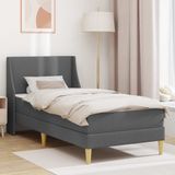 vidaXL Bedframe met matras en hoofdeinde, Polyester, Donkergrijs, Tweepersoons