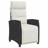 vidaXL Chaise de jardin réglable avec table d'appoint poly rotin noir