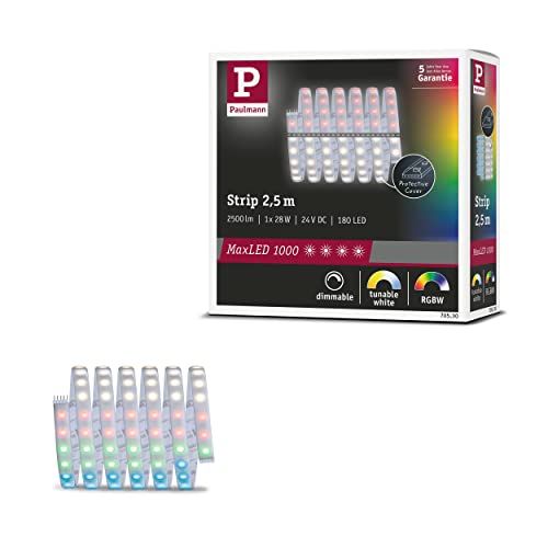 Paulmann 70530 MaxLED 1000 LED strip RGBW enkele strip IP44 28W 1000lm/m dimbaar 2,5m zilver kunststof 72LEDs/m