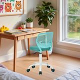 FurnitureR Kinderstoel in hoogte verstelbaar voor bureau, ergonomische kleurrijke jeugdstoel met rugleuning en armleuningen, draaistoel met 5 wielen, voor kinderen van 3-10 jaar, tot 100 kg belastbaar