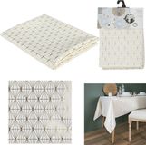 CMP Tafellaken/tafelkleed wit goud patroon - 140*250cm