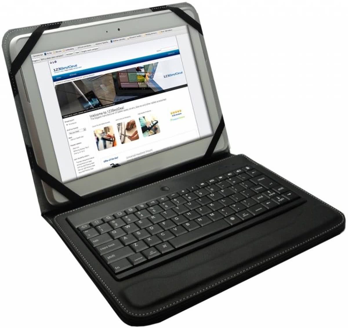 i12Cover Universele 9.7 Bluetooth Keyboard Case, zwart , merk Elegante Keyboard Case voor een 9.7 inch tablet. De hoes heeft een uitneembaar toetsenbord met een draadloze Bluetooth verbinding