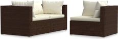 vidaXL Loungeset 3-delig - poly rotin - brun
