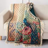 Barefoot Bungalow Eden Peacock Gewatteerde Gooi Deken Wit 127x152 cm