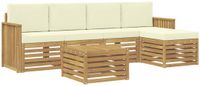 vidaXL - Buiten - bank - set - 6 - st - Wit - en - crèmekleurig - Polyester