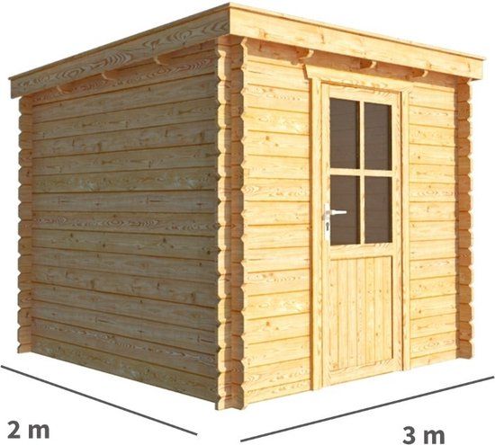 Merkloos Tuinhuisje Blokhut Els 300 cm bij 200 cm diep Lessenaarsdak bruin