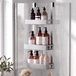 SONGMICS Étagère de douche suspendue avec 3 niveaux – Sans perçage – Étagère de salle de bain avec crochets – Métal – 32,8 x 17 x 69,3 cm – Argent
