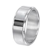 Lucardi Heren Ring mat/glans met zwart - Ring - Vaderdag Cadeautje - Staal - Zilverkleurig