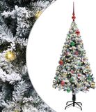 vidaXL Sapin de Noël artificiel avec 150 LED Blanc 150 cm PVC et Acier et Plastique