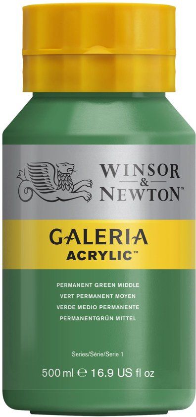 Winsor & Newton Galeria Acryl 500ml Permanent Green Middle - 0094376914795
