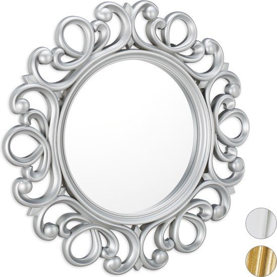 Relaxdays Wandspiegel Rond - Ø 50 cm - Zilver
