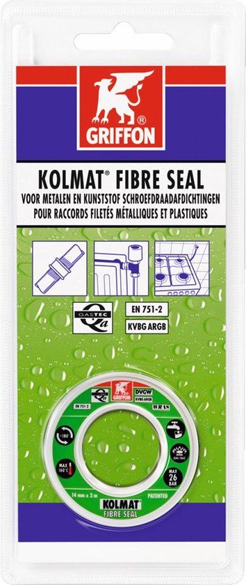Griffon Kolmat Fibre Seal Afdichtingsband - 3 meter x 14 mm - Groen/Wit