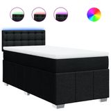 vidaXL Boxspringbed met matras, zwart, 90x200 cm, stof