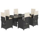 VidaXL 7-delige Tuinset met Kussens, Poly Rattan, Bruin