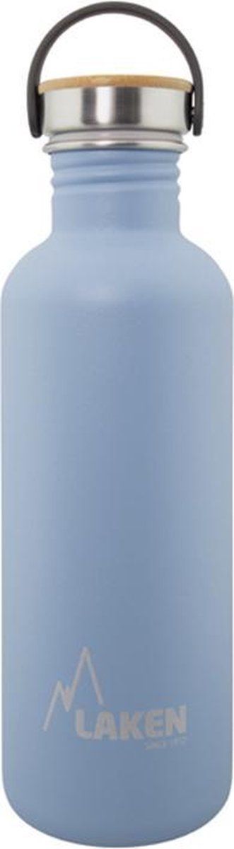 Laken RVS fles Basic Steel Bottle 1L, Bamboo S/S Cap - Blauw