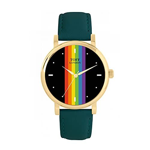 Toff London Pride Lineaire zwarte wapenstokken Horloge - 5059656816423