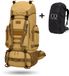 CarryQuest® Titan 90L Backpack - Sac à dos tactique imperméable avec système MOLLE, housse de pluie et ventilation dorsale - Beige