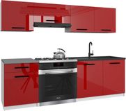 B BELINI GROUP BELINI Keukenblok ITALIA 1 - Keukenmeubel Set 180 cm Rood met Werkbladen - Boven- en Onderkasten