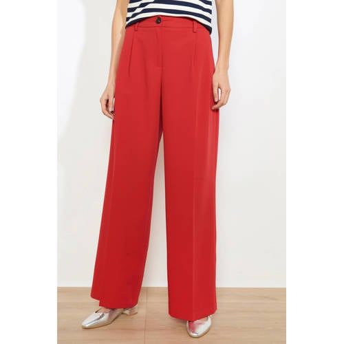 LOLALIZA Straight High Waist Broek Rood
