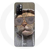 Maniacase Etui Redmi Note 11 5G kat met capuchon grappige foto dieren