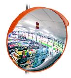 Relaxdays Veiligheidsspiegel - 45 cm - Onbreekbaar - Indoor - Rood - Met Houder voor Muur en Paal