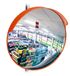 Relaxdays Veiligheidsspiegel - 45 cm - Onbreekbaar - Indoor - Rood - Met Houder voor Muur en Paal