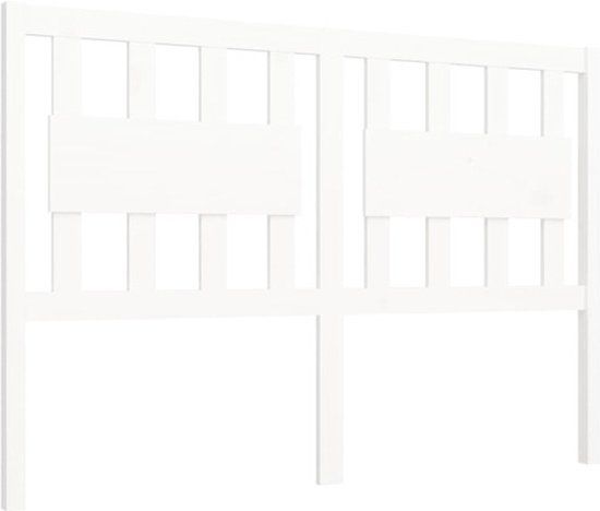 vidaXL Hoofdbord - 140,5x4x100 cm - Massief Grenenhout - Wit