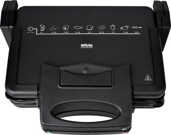 Silva Homeline KG 2410 Contactgrill Elektrisch Anti-aanbaklaag, Inklapbaar, Controlelampje Zwart