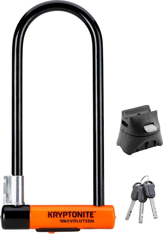 Kryptonite Evolution Beugelslot – Fiets en Scooter – ART-3 Slot – Stalen Beugelslot Elektrische Fiets – 29,2x10,2 cm – Zwart/Oranje