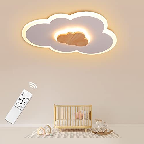 FANLG LED Plafondlamp, 40CM LED Plafoniere Wolk, 20W Dimbaar met afstandsbediening 3000K-6000K, Moderne Witte Kinderplafondlampen voor Woonkamer, Slaapkamer, Hal en Kinderkamer