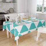 Bonamaison Tafelkleed, Anti-Mold, Sneldrogend, Waterdicht, 100% Polyester Tafellaken, Turkoois, wit, 140 x 160 Cm