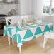 Bonamaison Tafelkleed, Anti-Mold, Sneldrogend, Waterdicht, 100% Polyester Tafellaken, Turkoois, wit, 140 x 160 Cm